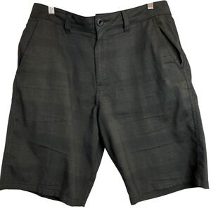 Hang Ten Dark Gray Zip Plaid Shorts Flat Front Casual Walking Mens‎ Size 32